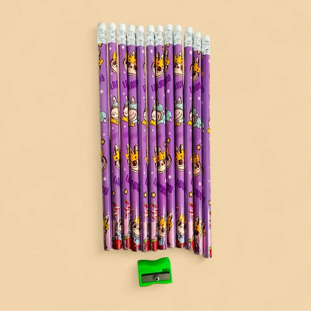 LABUBU Purple Pencil Set includes 12 "2B" Pencil & Sharpener - Picture 4 of 5